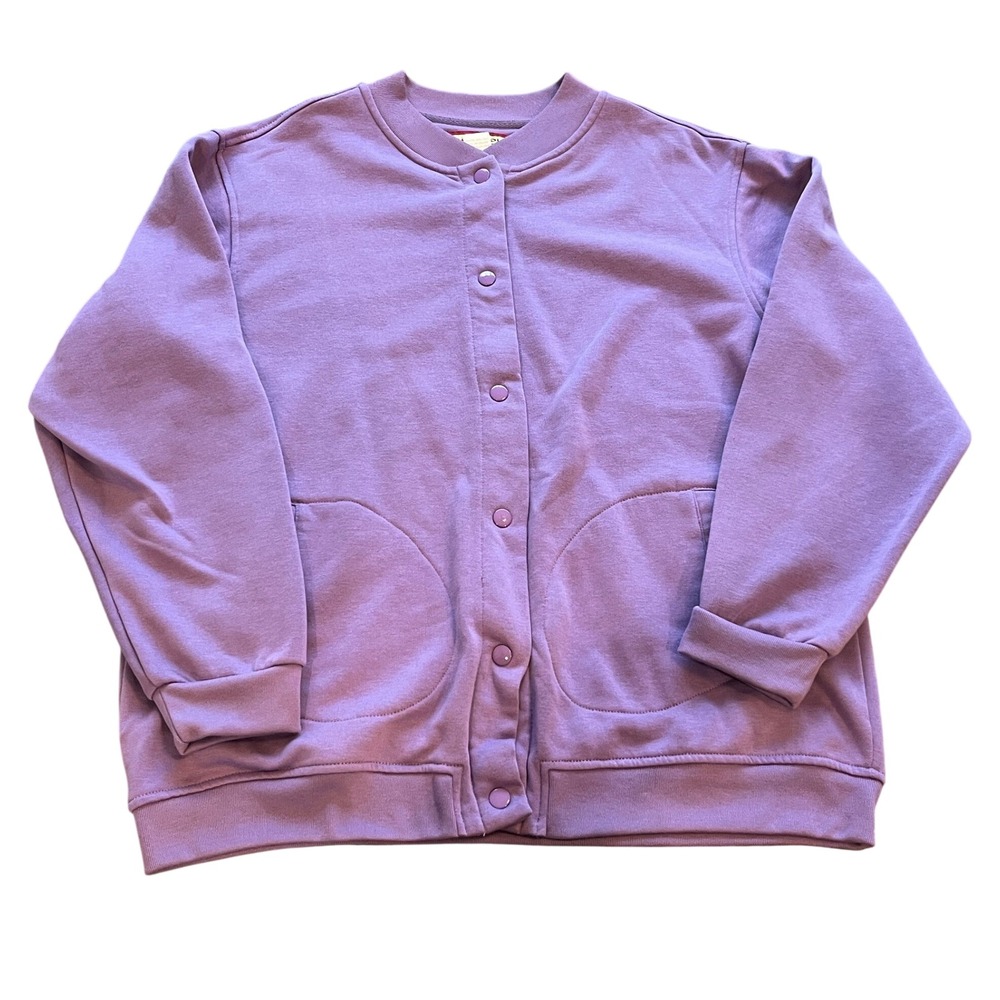 Tudor Court Womens Purple Snap Front Sweatshirt Jacket Pockets Size L D72
